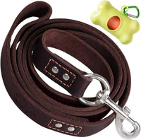 ADITYNA Leather Dog Leash for Large, and Small Dogs - XL - 6 ft x 1 inch / Brown
