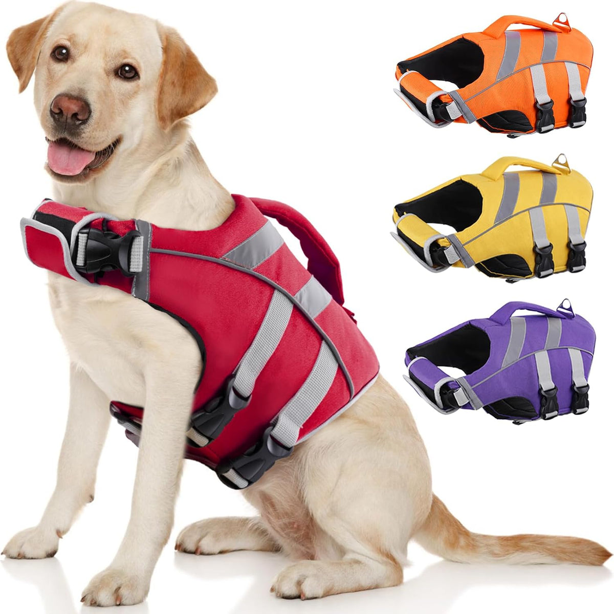 Kuoser Reflective Dog Life Jacket - XL (Chest Girth:25.9-33.4'') / Rescue Red