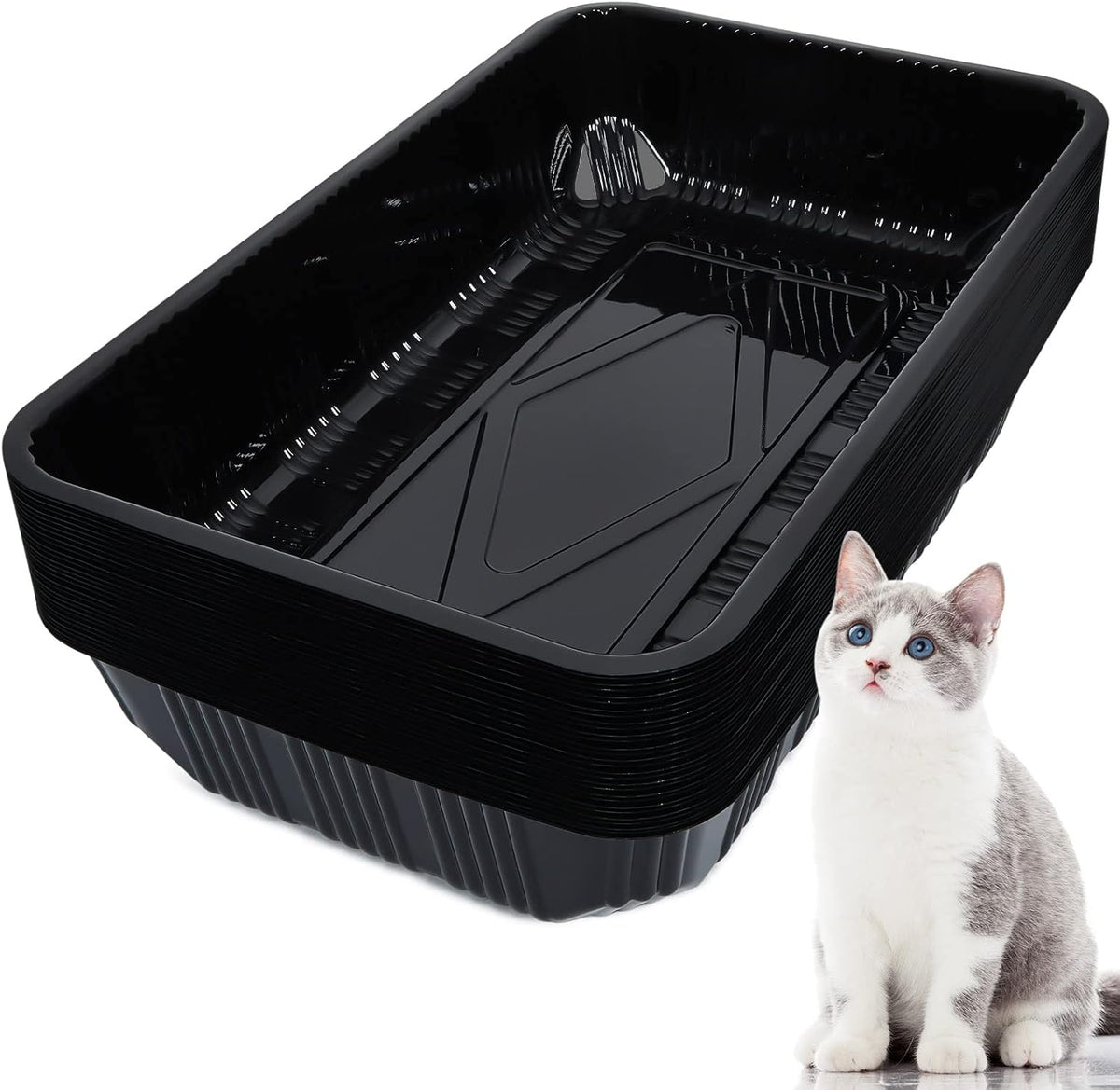 Tessco for you 30 Pack Disposable Litter Boxes for Cats - Black