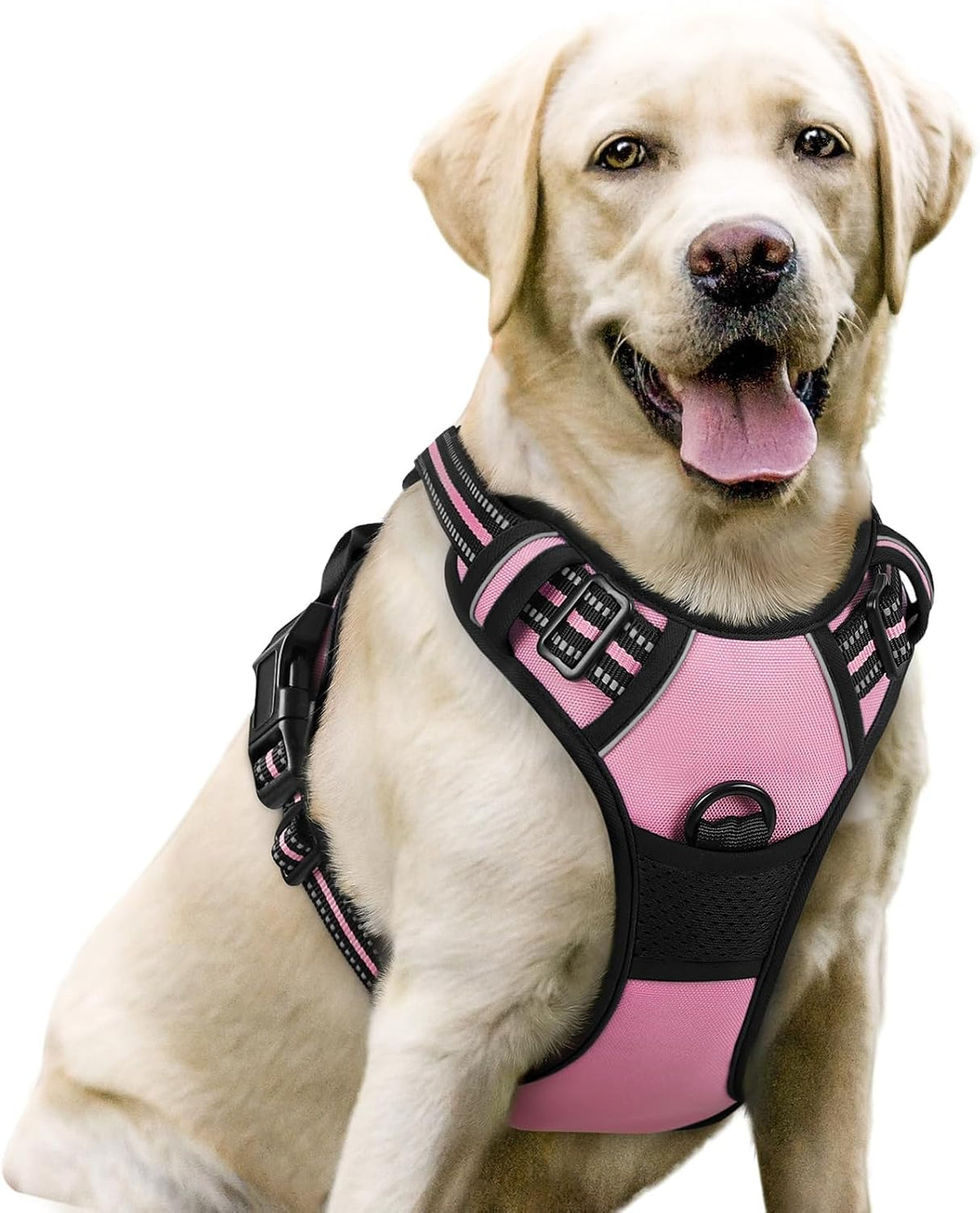 rabbitgoo Dog Harness, No Pull for Large Dogs with 2 Leash Clips - Large / Pink