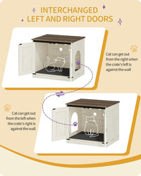 Hzuaneri Cat Litter Box Enclosure - Rustic White and Brown / 23.6"L x 19.7"W x 21.3"H - image 4