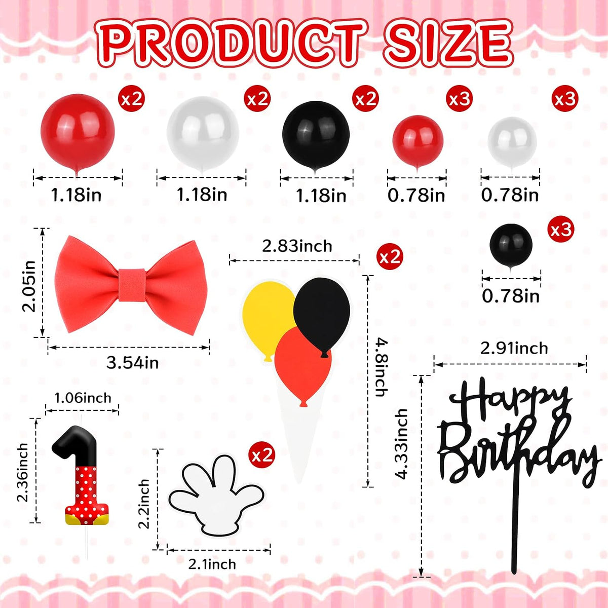 ZSMKJIAYE 25 piece racing cake topper set, red white black with number 3 candle - view 12