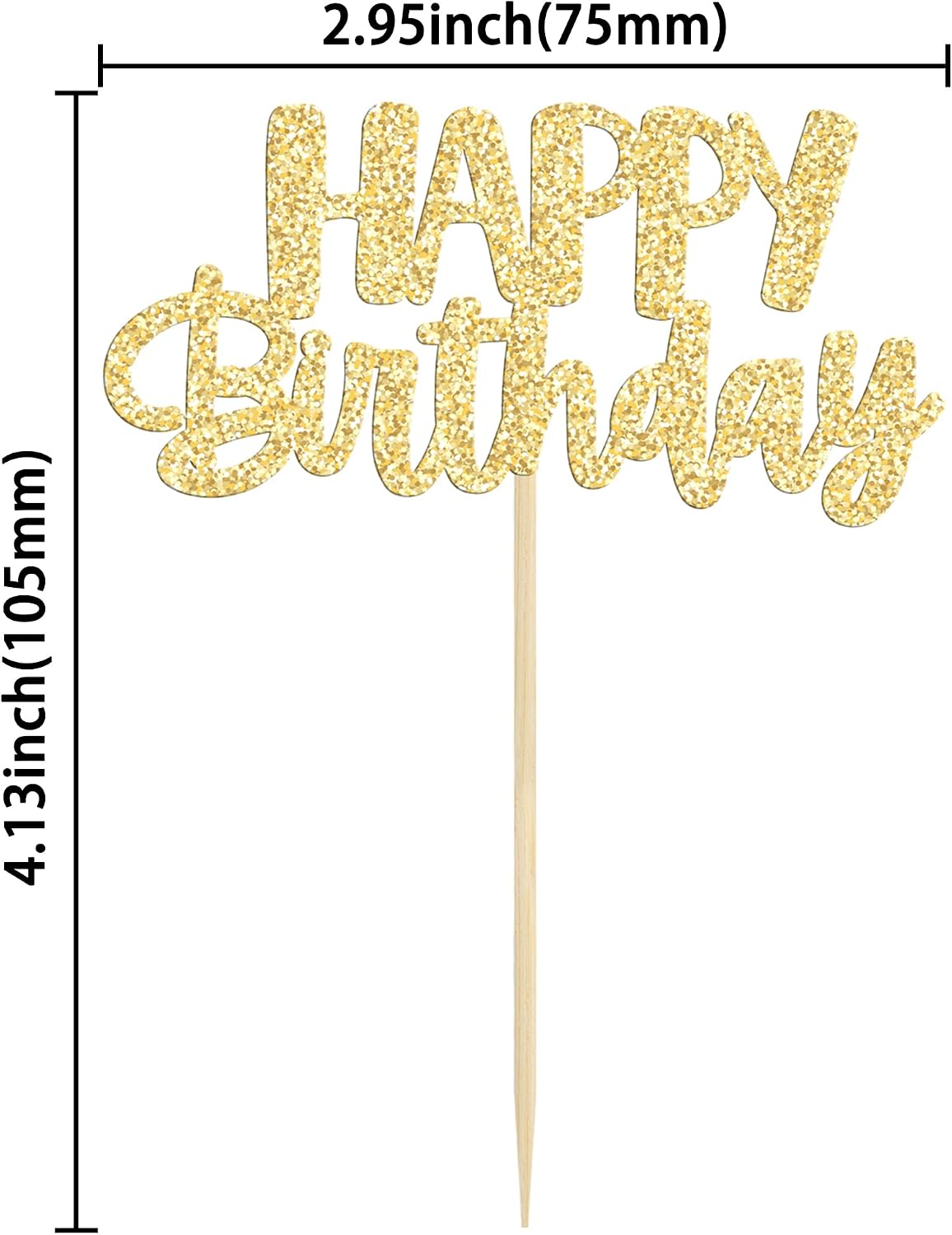 Gyufise 24Pcs Happy Birthday Cupcake Toppers Gold Glitter Celebrating - Purple Gold Silver - image 2