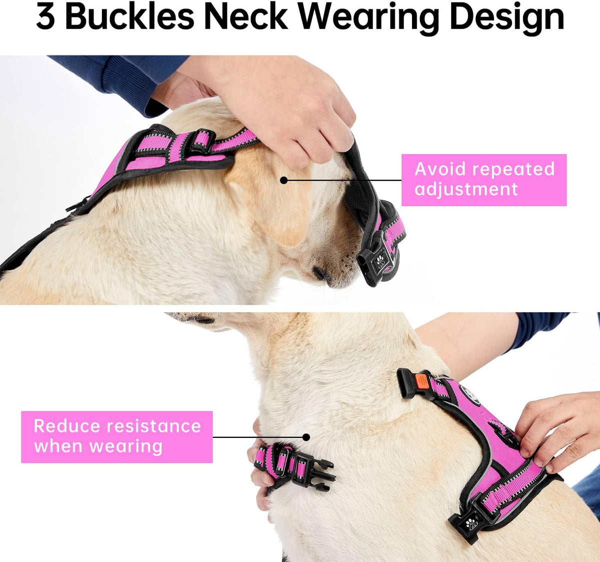 IVY&LANE No Pull Dog Harness for Medium Dogs - Fuchsia Pink / Large - image 3
