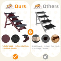 MEWANG Wooden Pet Stairs - 2 Step Foldable Ramp for Senior Dogs & Cats – Essentials for Dogs - 4 Steps – For Standard & High Beds (23–31 in) / 4 / 31.5" L x 17.2" W x 25.0" H - image 3