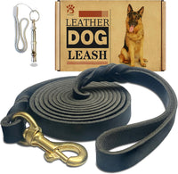 Leather Dog Leash 6ft x 3/4 inch - 8FT*3/4in / Black