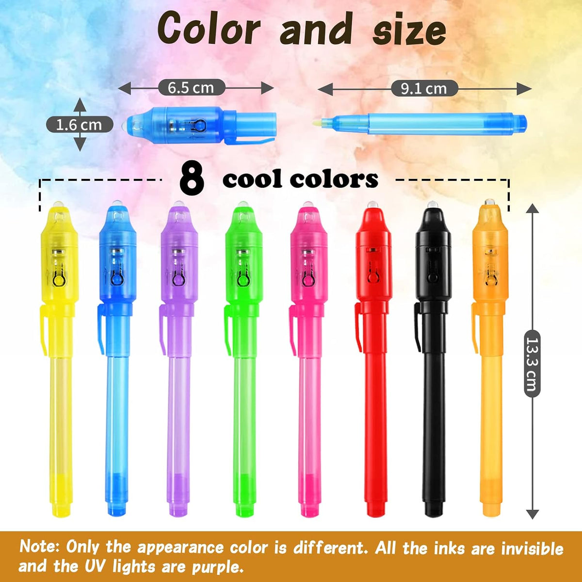 WEST STORY 16 pack invisible ink pens with UV light for kids spy parties - view 4