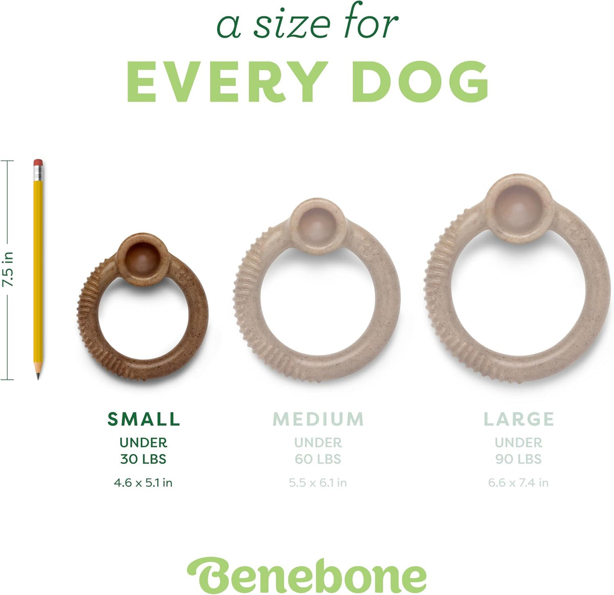 Benebone Fishbone Durable Dog Chew Toy for Aggressive Chewers - REAL Bacon / Ring / Small - image 4