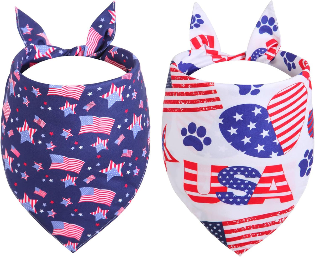 Halloween Dog Bandanas XLarge 2PCS, Fall Bibs for Boy and Girl – Essentials for Dogs - American Flag-A / Small