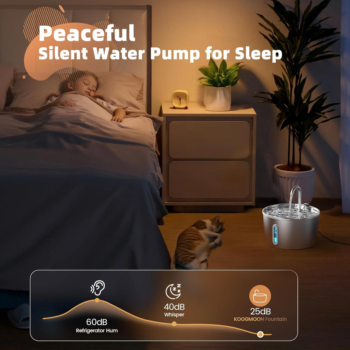 Cat Water Fountain Stainless Steel: 2.2 L Cat Fountain for Drinking - 74oz Cat Fountain + 6 Filters + 3 Sponges - image 4