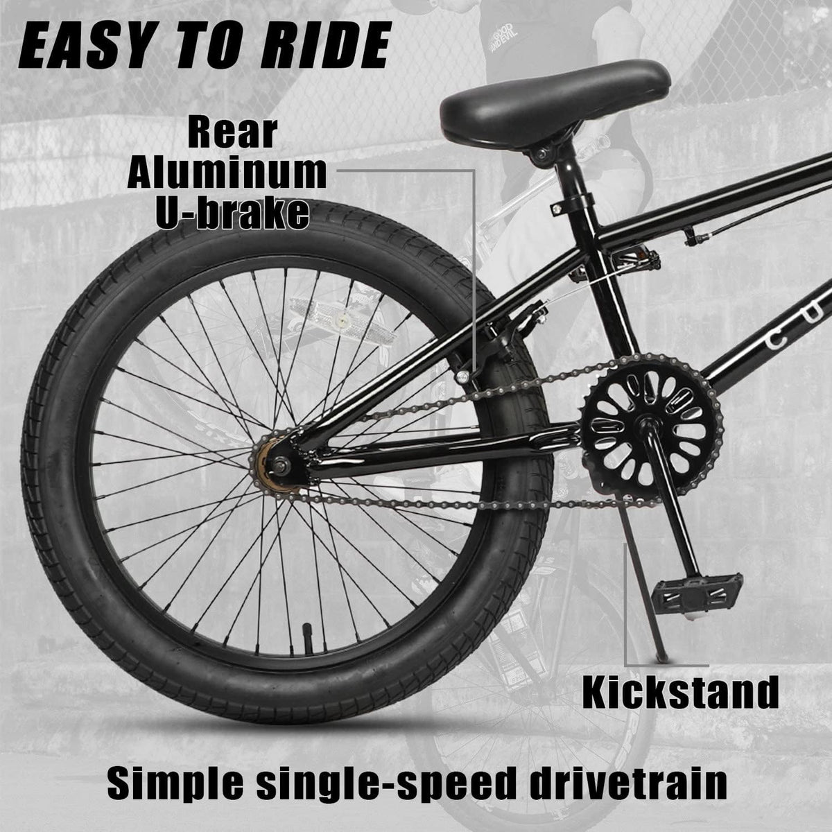 cubsala Crossea 18 20 Inch Kids Freestyle BMX Bike for 5-13 Years Old – Fun for Kids & Family - Black & Black / 18 Inch / Without Pegs - image 3