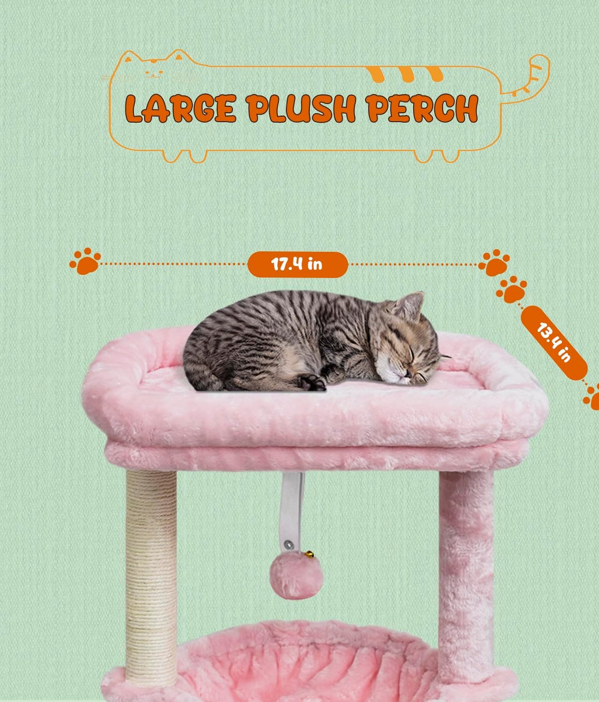 SYANDLVY Small Cat Tree for Indoor Cats - Pink / Top Perch with Basket - image 4