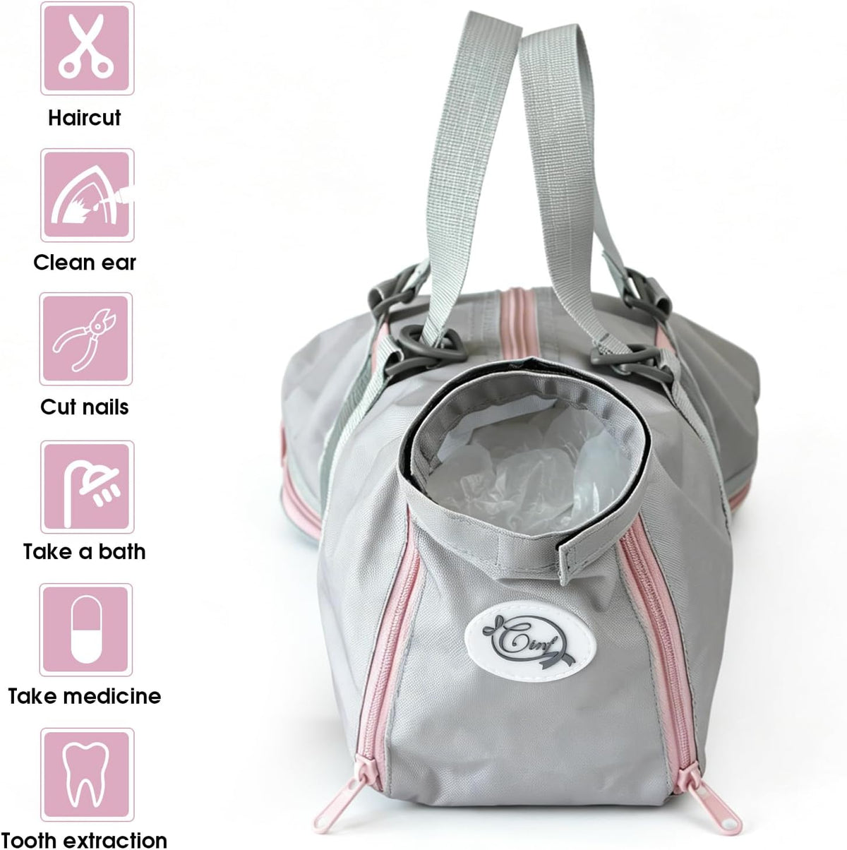 Cinf Cat Restraint Grooming Bag - M Size–Fits most adult cats (8–12 lbs) / Blush Ash - image 3