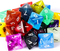 TecUnite 25 Pcs Polyhedral Dice Set, Transparent Mixed Color - Transparent and Dots / 8 Sides - image 3