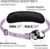 Hands Free Dog Leash, Adjustable Waist Belt with Double Padded Handles,Retractable Bungee, Waist Leash for Dog Walking,Running, No Pull,Purple