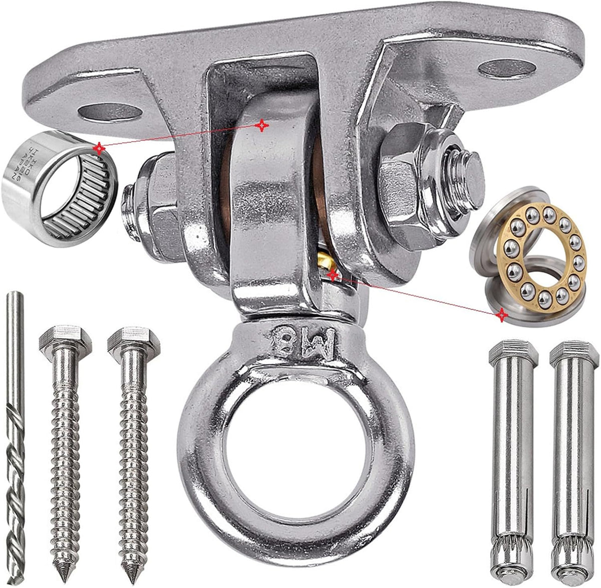 Yyiwhmy stainless steel heavy duty swing hanger with swivel bearing and mounting bolts - view 2