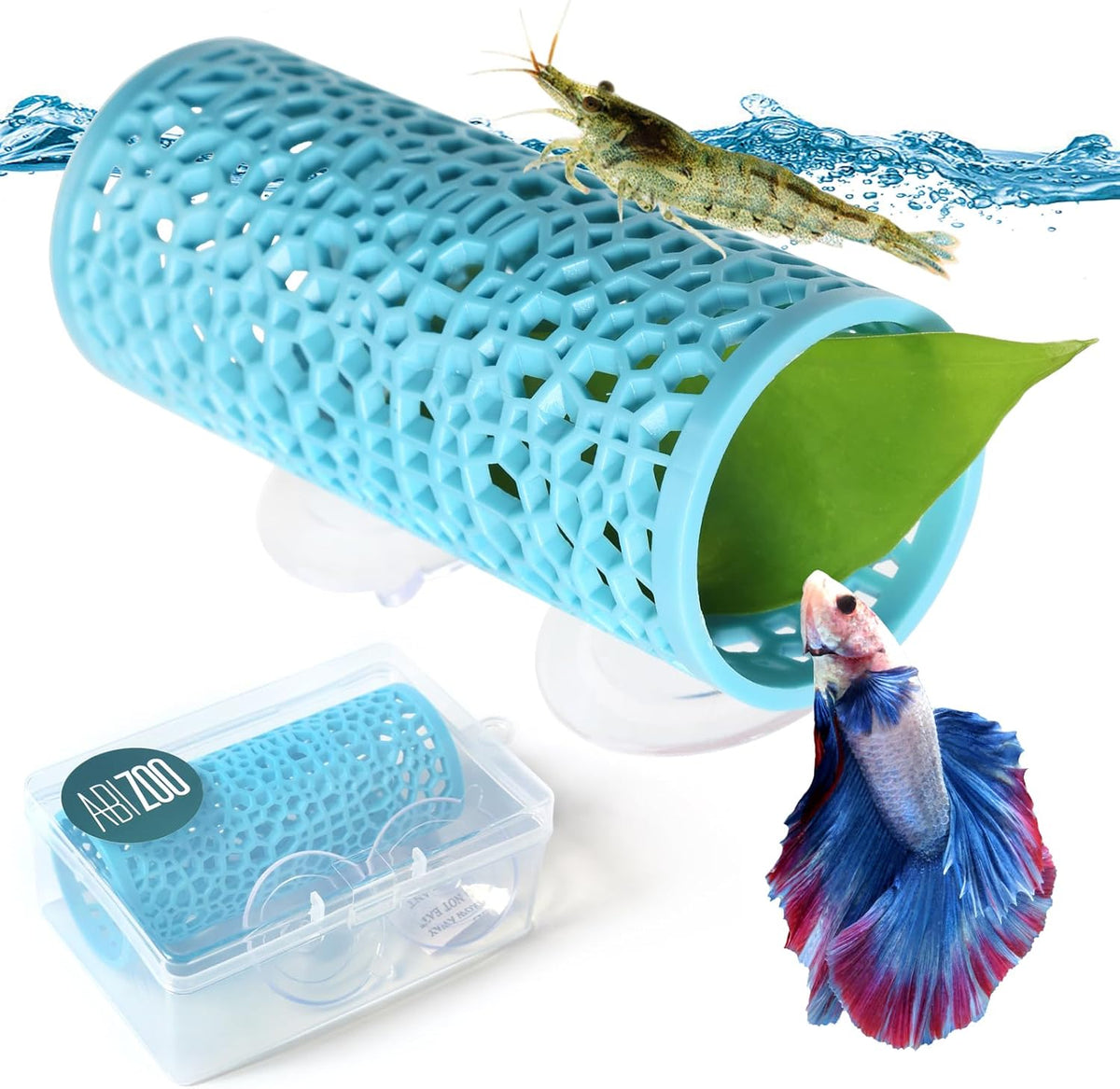 Abizoo Betta Fish Tunnel & Reptile Hide - Light blue