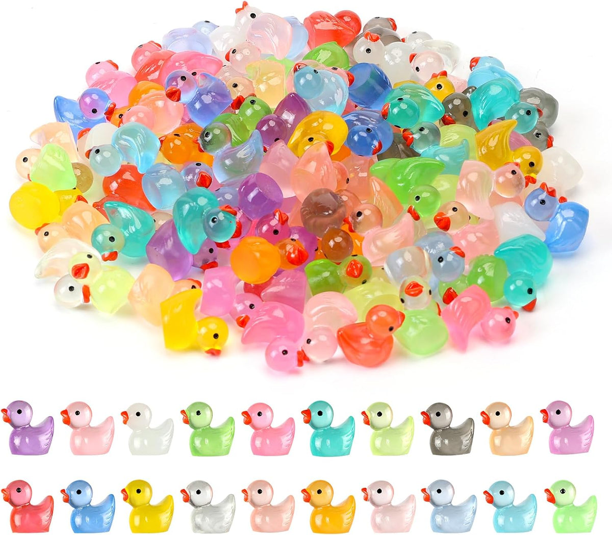 Mini Ducks 100 Pack Tiny Ducks Glow in The Dark – Fun for Kids & Family - Luminous Mini Ducks