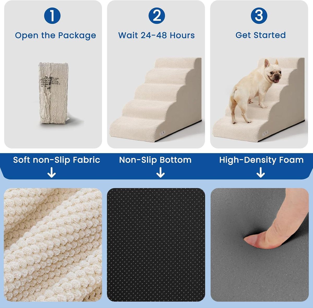 Dog Stairs for Small Dogs & Cats - Beige / 5 - image 4