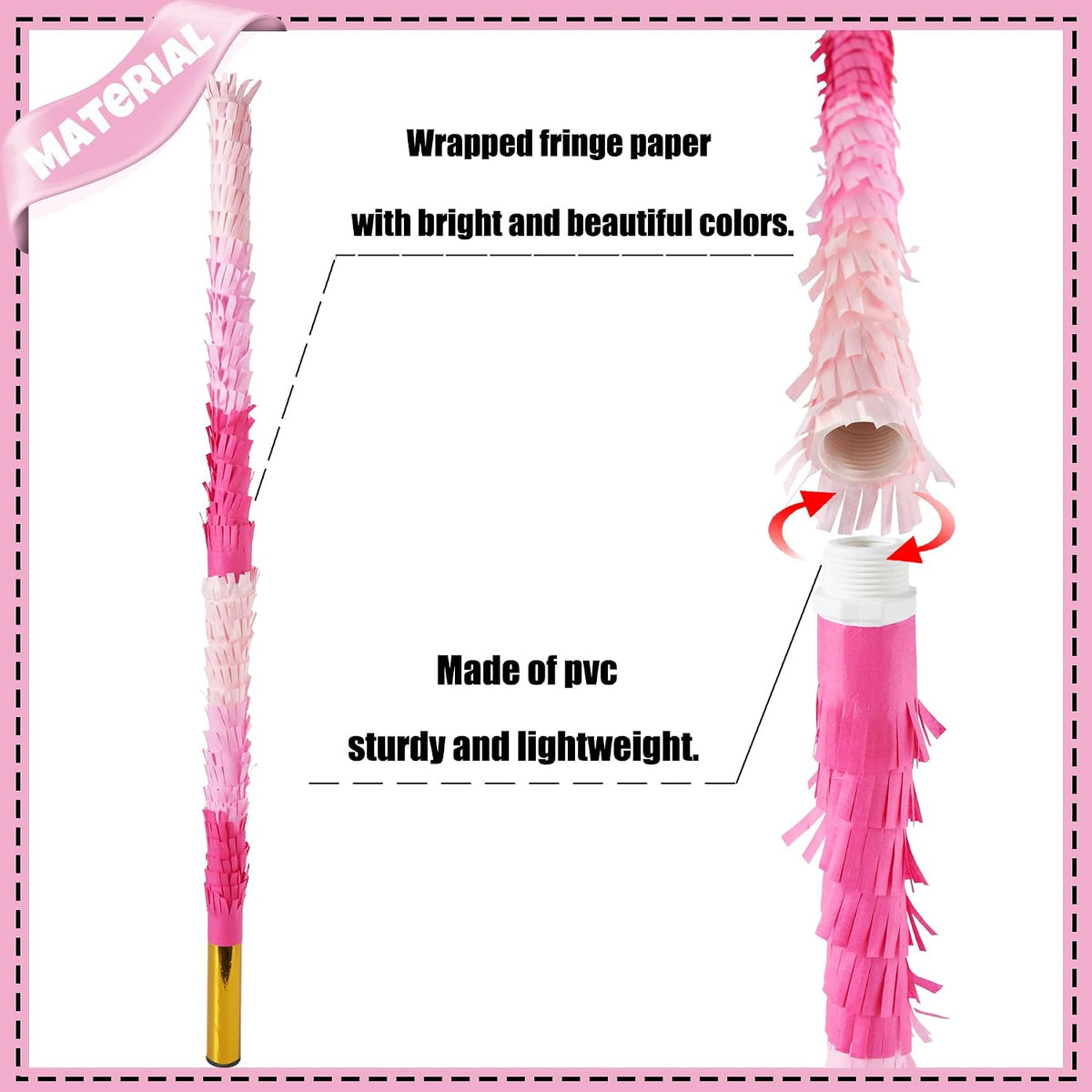 PCFING 30 inch rainbow piñata stick kit with blindfold and rope - view 17