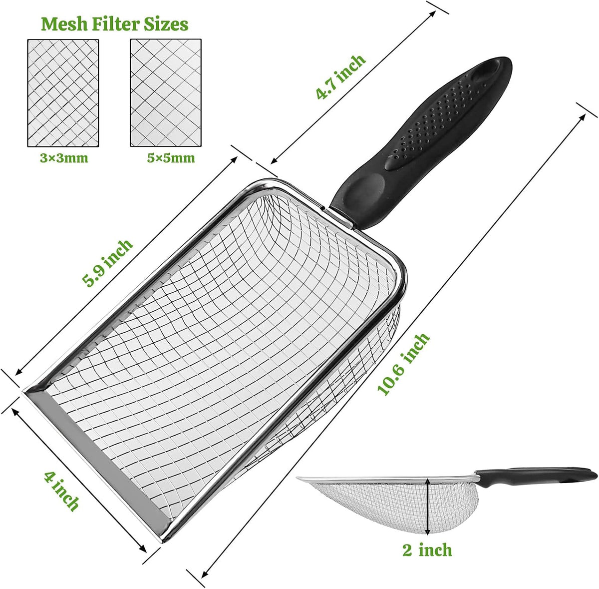 2Pcs Cat Litter Scoop Metal Stainless Steel Mesh Kitty Litter Scoop - image 3