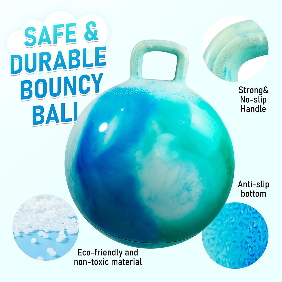 U&C Planet Hopper Ball, 18In Bouncy Ball with Handle for Kids Ages 3-6 – Fun for Kids & Family - 3-6 Years / Blue - image 3