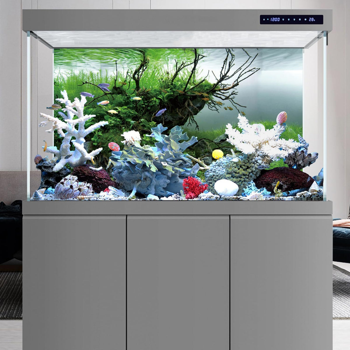 AWERT 48x24 in Branch Aquarium Backdrop Seagrass Fish Tank Background – Essentials for Fish - 72x18in/180x45cm - image 2