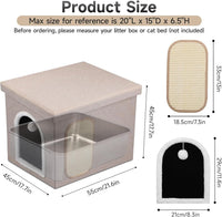 Shikha Hidden Cat Litter Box Enclosure with Scratch Pad & Storage Bag - Beige - image 2