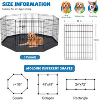 PEEKABOO Foldable Rustproof Dog Playpen with Door, 8 Panels 24"H – Essentials for Dogs - 8 Panels 30"H x 24"W Playpen+Bottom Pad - image 2