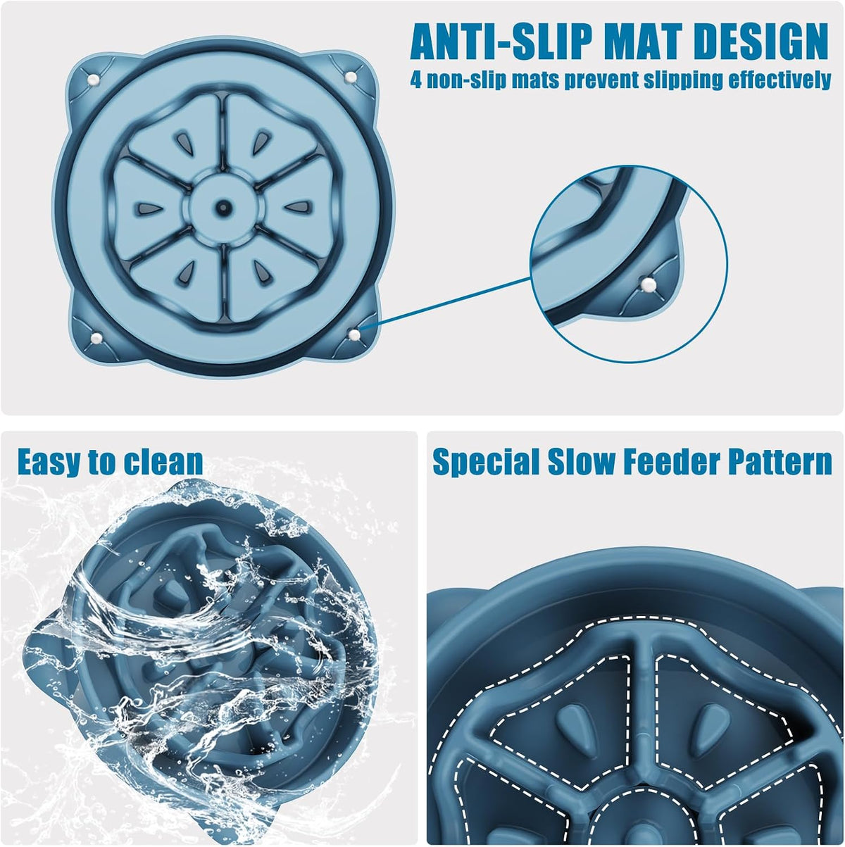 Slow Feeder Dog Bowls Small Breed - Blue / 4 Cup - image 3