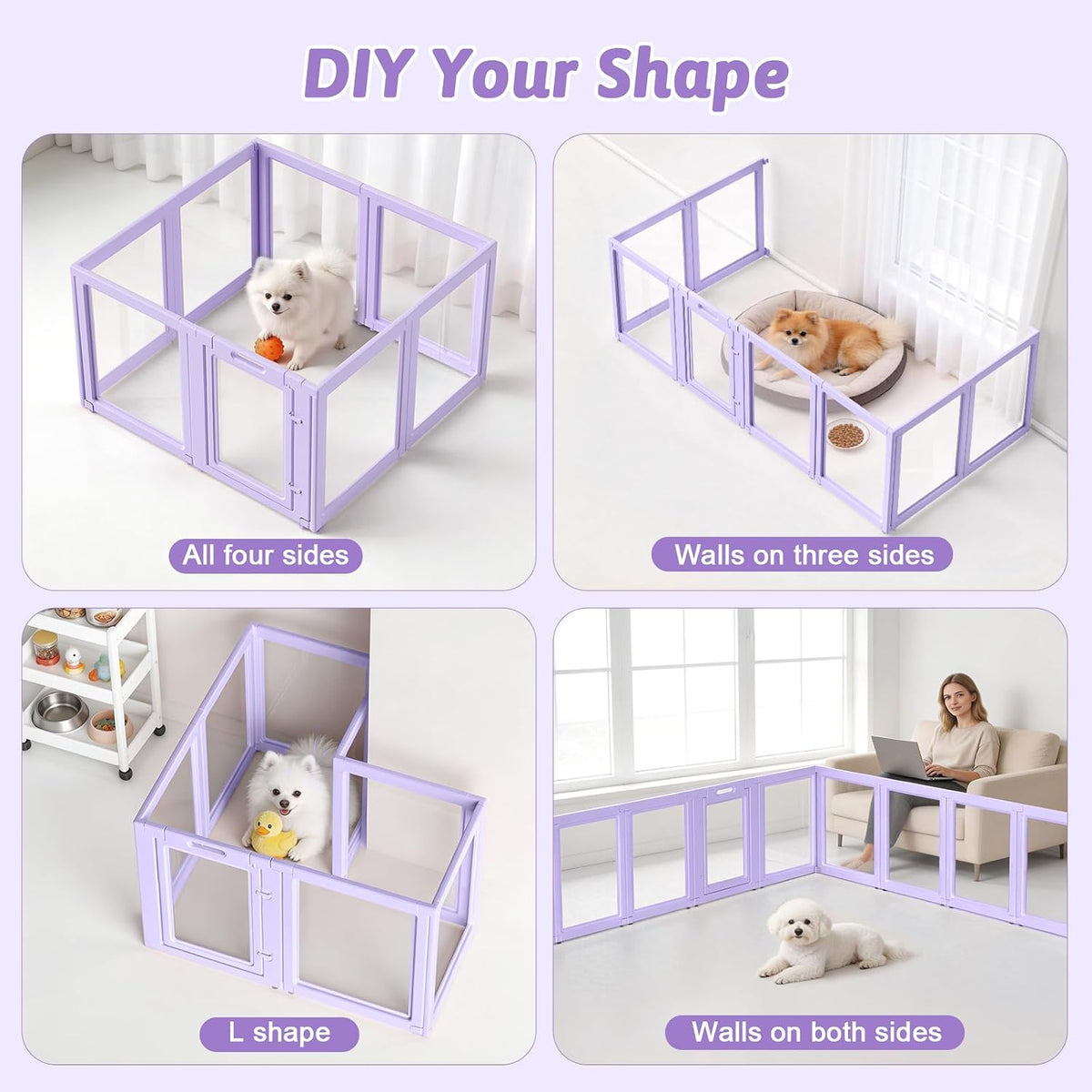 DIY Clear Acrylic Dog Playpen House - Purple / 8PCS / 23.6"H - image 4