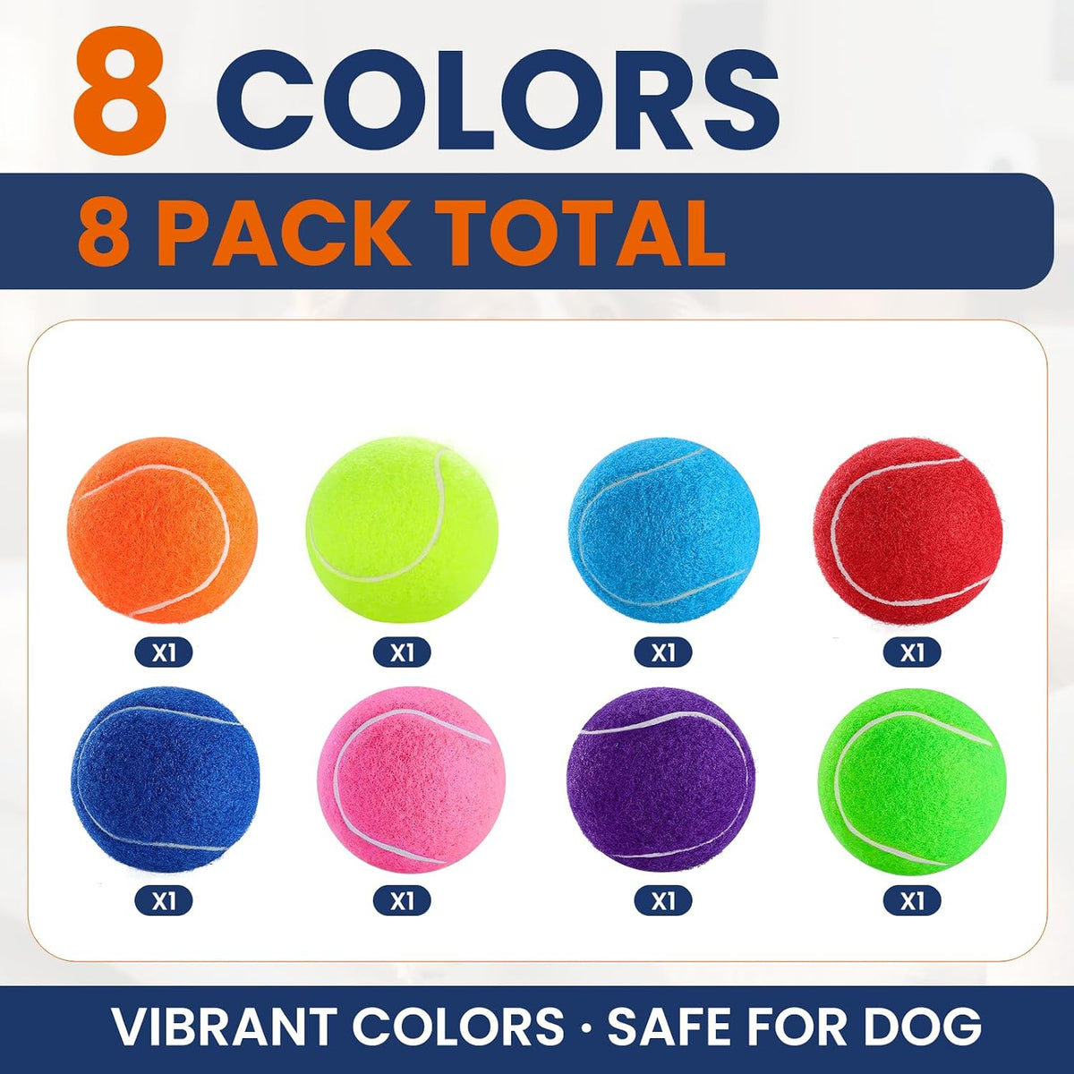 Colorful Tennis Balls for Dogs, Non Squeaky - Small-2in / 8P - image 2
