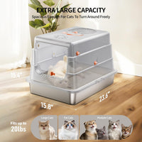 Fusblom extra large enclosed stainless steel litter box with flip-top lid and footpedal - view 3