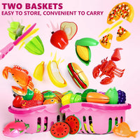 100 Pcs Play Food Set for Kids Kitchen - Pink - image 3