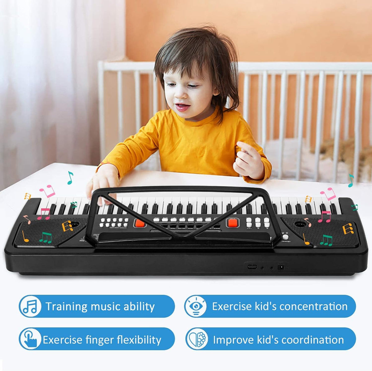 Kids Piano, 61 Keys Electronic Piano Keyboard with Microphone Musical Toy – Fun for Kids & Family - 24.8*7.8*2.4inch - image 4