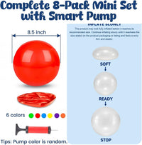 AMOR PRESENT 8 pack inflatable 8.5 inch playground balls in solid colors with hand pump - view 2
