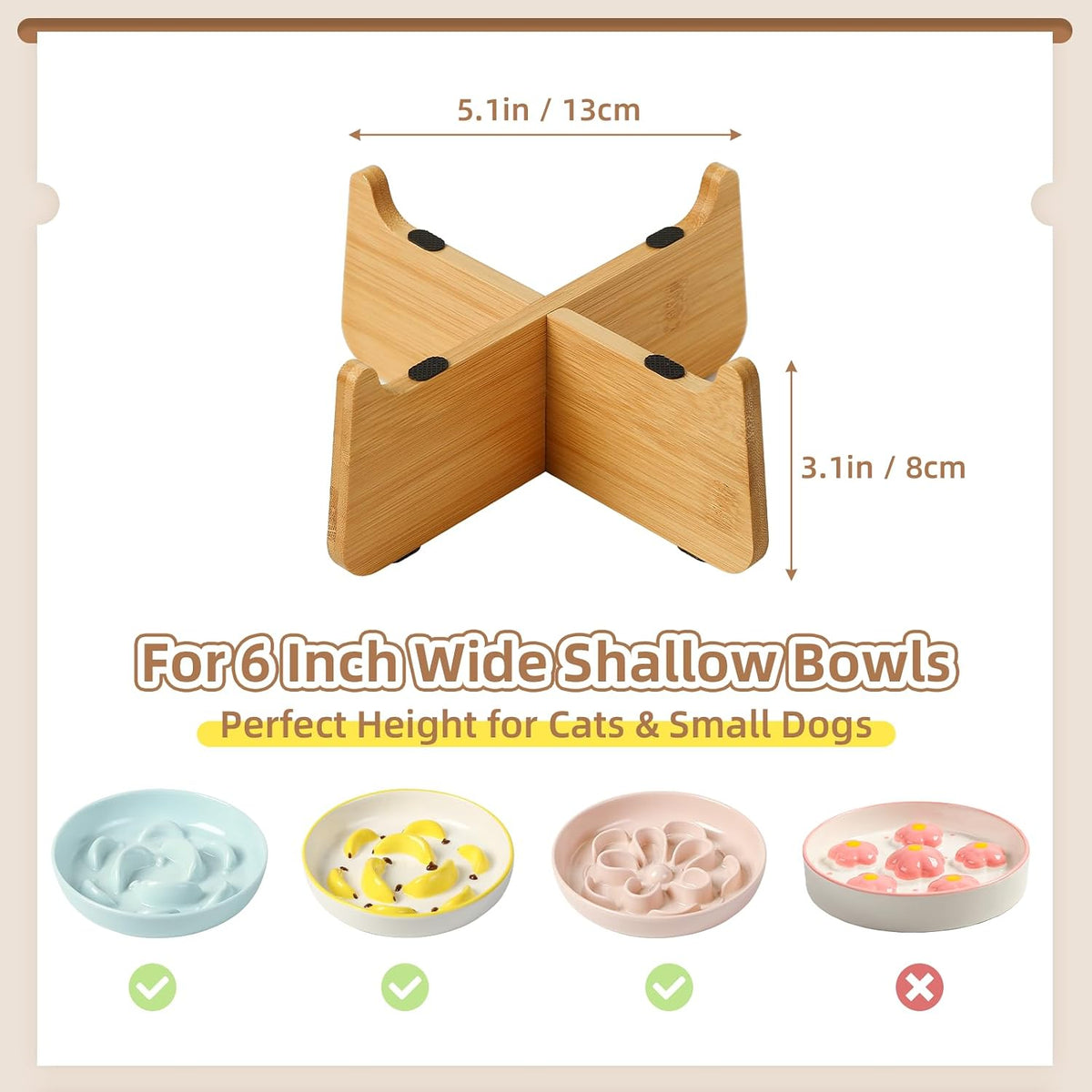 Elevated Cat Bowl Stand, Bamboo Base for Cat Dish - image 2