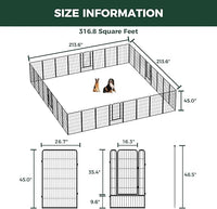 FXW Rollick Unleashed Dog Playpen for Indoor, Yard, RV Camping, 45 inch 32 Panels for Large Dogs, Black│Patented