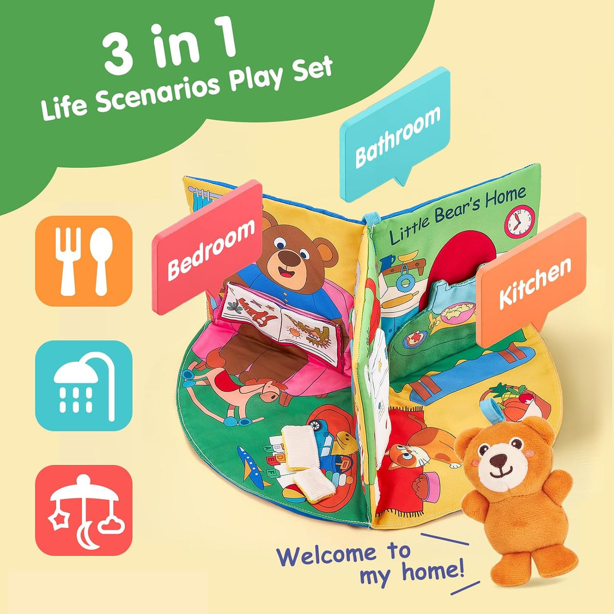 hahaland Baby Soft Cloth Crinkle Books Touch and Feel Sensory Infant - 3D Busy Book - image 3