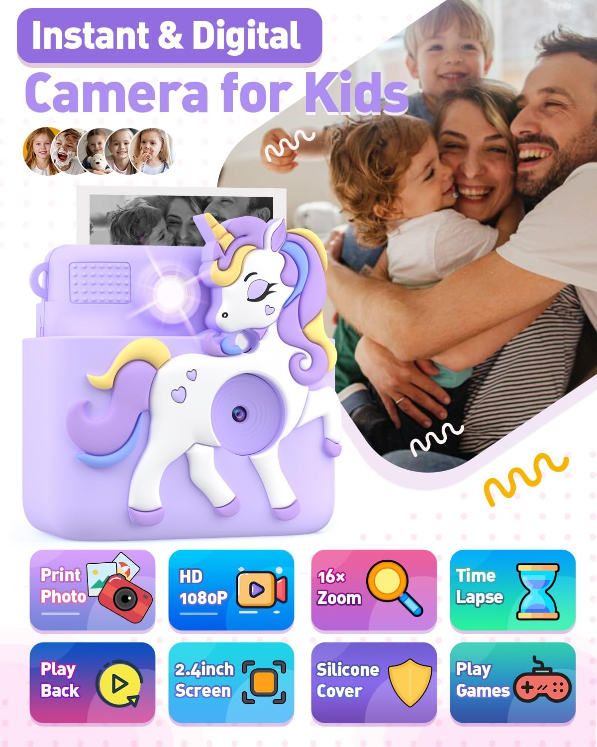 Kids Camera Instant Print - Purple - image 2