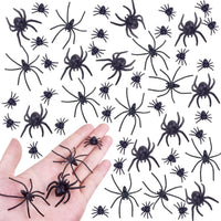 KOMIDK black fake plastic spiders, 100 pieces in large, medium and small sizes