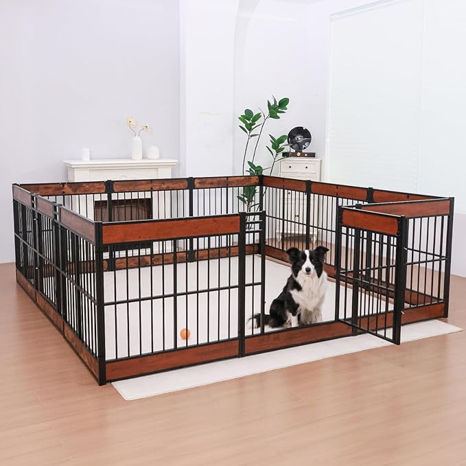 Dog Playpen, 35.4" Height Dog Pen Indoor, Heavy Duty, Safe and Sturdy, Furniture Style Puppy Pen