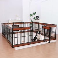 Dog Playpen, 31.5" Height Dog Pen Indoor, Heavy Duty, Safe and Sturdy, Furniture Style Puppy Pen (12 Panels (31.5" High), Rustic Brown)