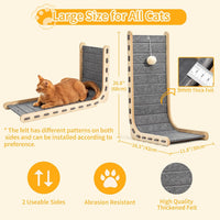 Grey Nxwjoy L-shaped felt cat scratcher for indoor cats, 30x42x68cm - view 3