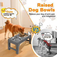 URPOWER Raised Dog Bowls 4 Height Adjustable Elevated Bowl Stand – Essentials for Dogs - Grey - image 3