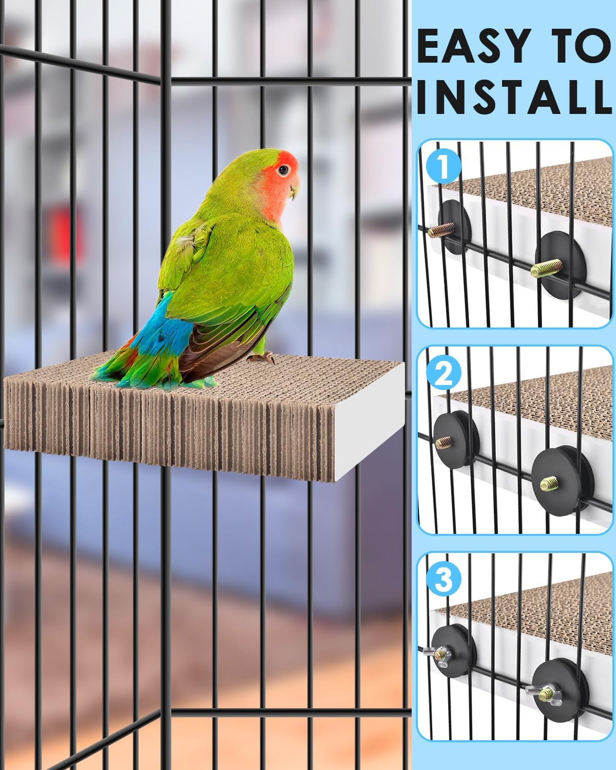 KATUMO Parrot Toys, 7.87 Inch Conure Shredder Foraging Chew Toys Bird Perch Stand Cardboard - M - image 3