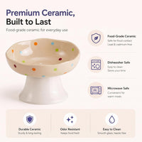 Red Mushroom Cat Bowl, Elevated Ceramic Bowl for Cats – Essentials for Cats - Confetti - image 3