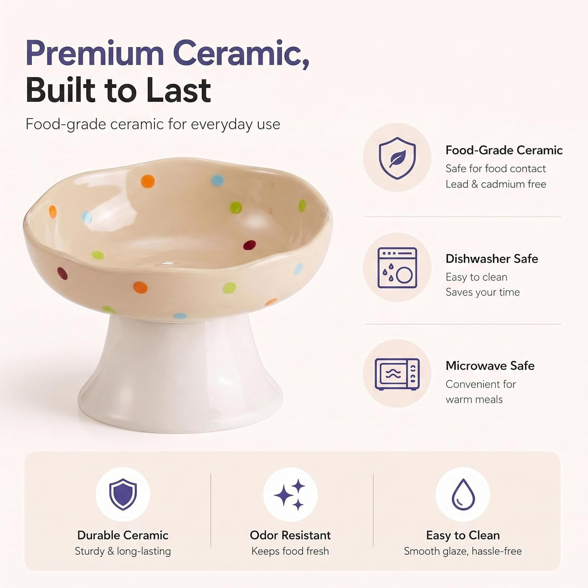 Red Mushroom Cat Bowl, Elevated Ceramic Bowl for Cats – Essentials for Cats - Confetti - image 3