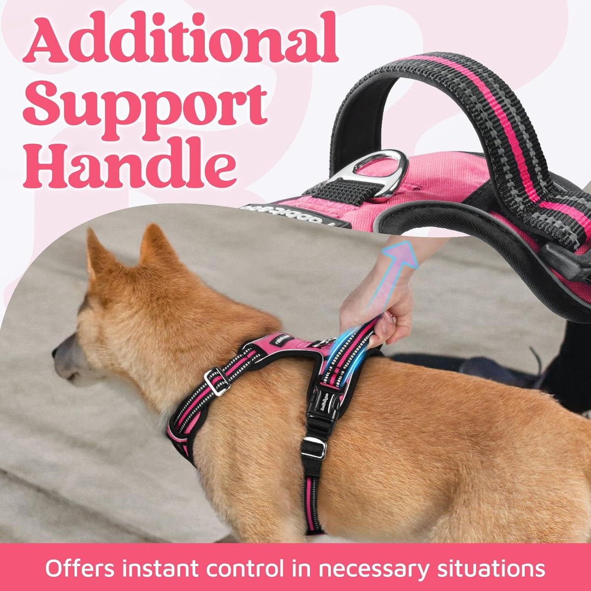 rabbitgoo Dog Harness for Large, No Pull 3 Buckles Easy On & Off – Essentials for Dogs - Pink / Large - image 4