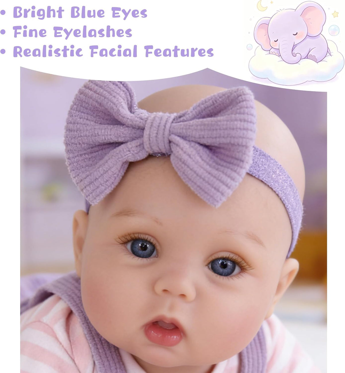 EKOKIZ blue reborn baby doll dress set with hairband and shoes for 17 to 20 inch dolls - view 33